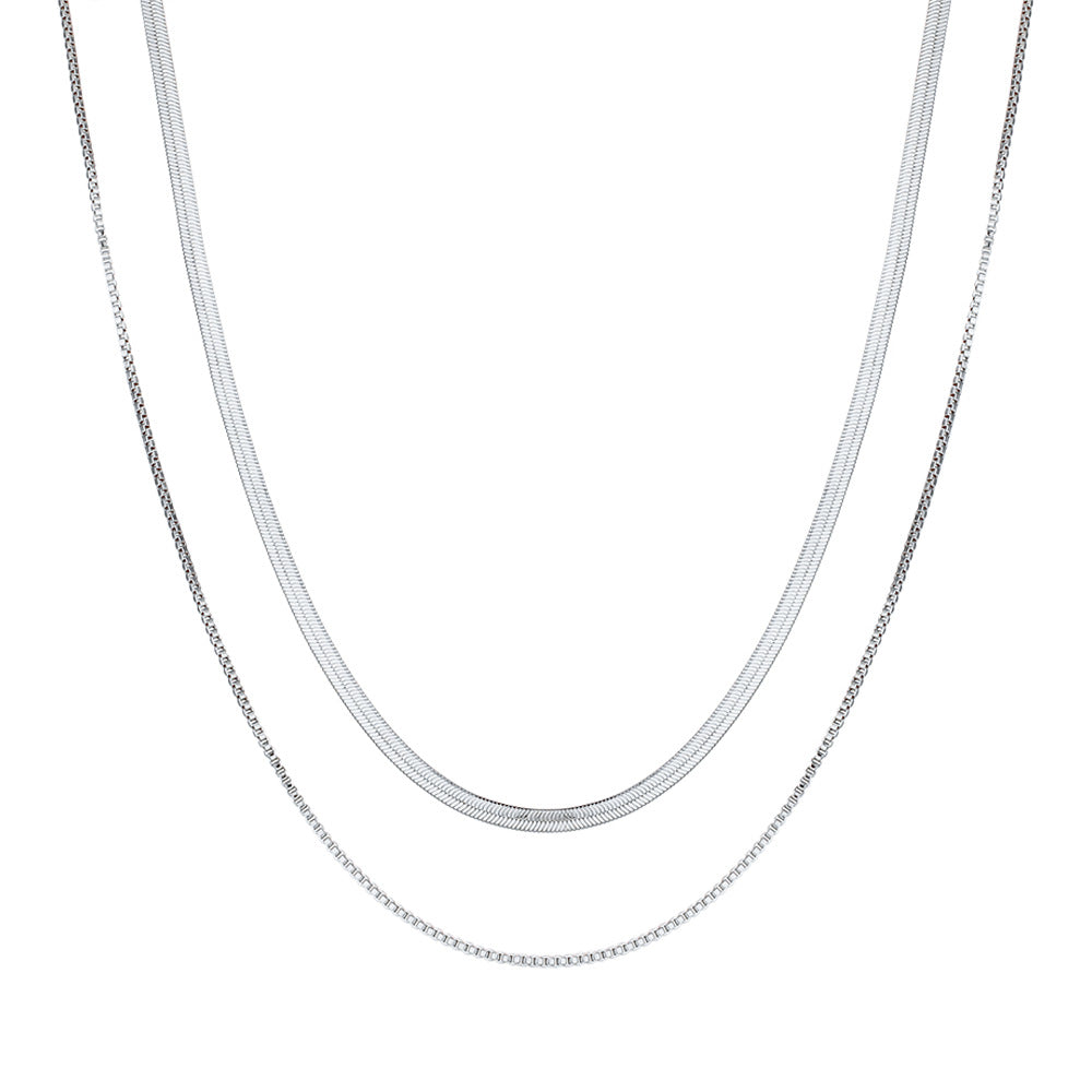 Collar 2 cadenas basic Silver