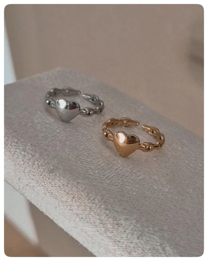 Anillo cadena corazon
