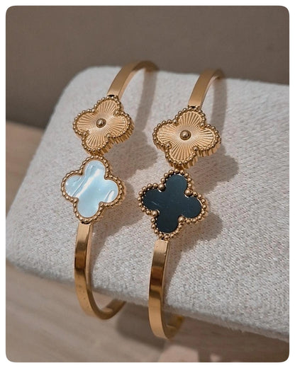 Brazaletes trébol de la fortuna bicolor