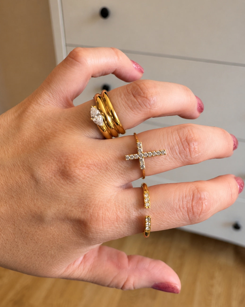 Anillo Cruz Brillante