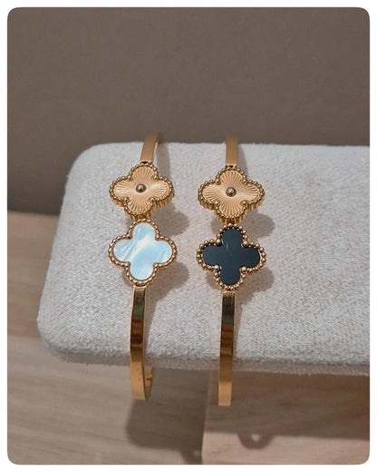 Brazaletes trébol de la fortuna bicolor