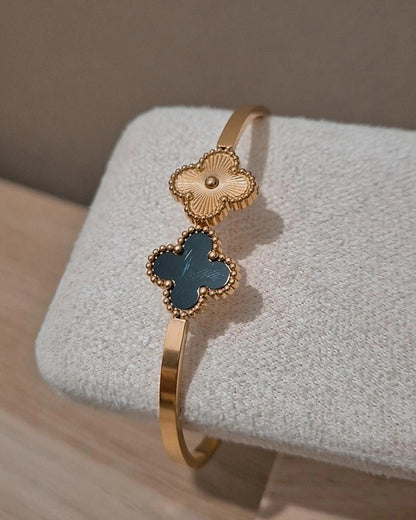 Brazaletes trébol de la fortuna bicolor