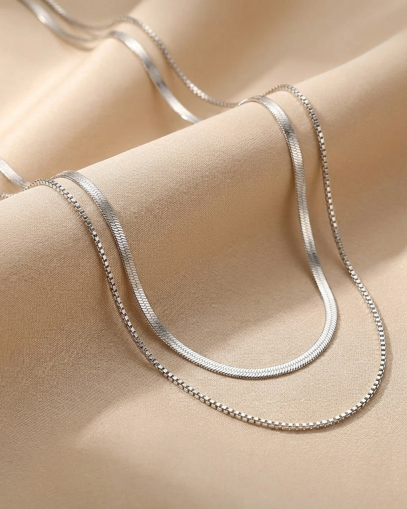 Collar 2 cadenas basic Silver