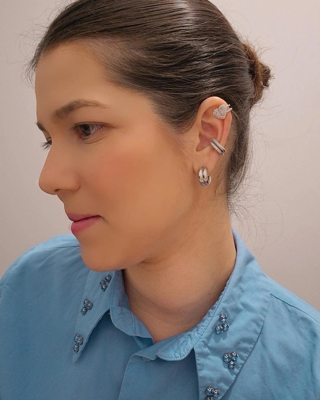 Ear cuffs corazon brillate (1 pieza)